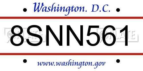 8SNN561 District Of Columbia License Plate