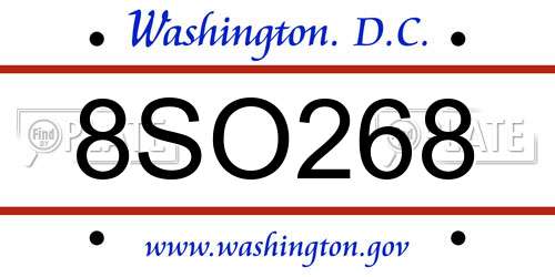 8SO268 District Of Columbia License Plate