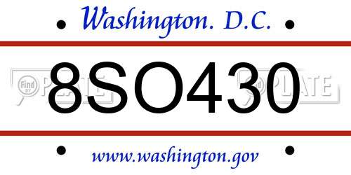 8SO430 District Of Columbia License Plate