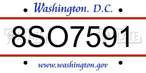 8SO7591 District Of Columbia License Plate