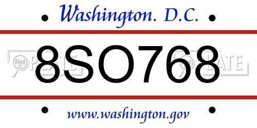 8SO768 District Of Columbia License Plate