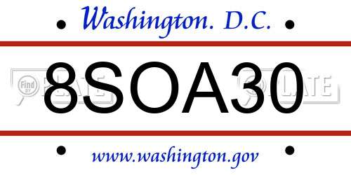 8SOA30 District Of Columbia License Plate