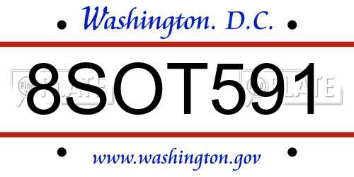 8SOT591 District Of Columbia License Plate