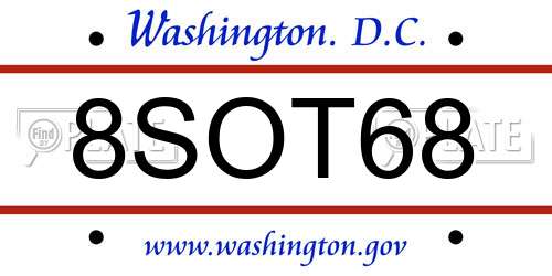 8SOT68 District Of Columbia License Plate