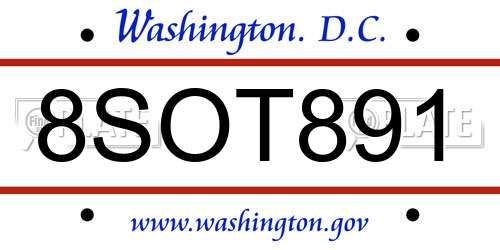 8SOT891 District Of Columbia License Plate