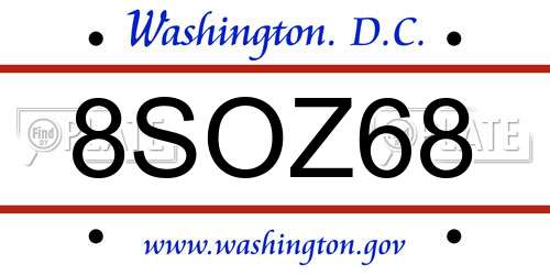 8SOZ68 District Of Columbia License Plate