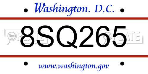 8SQ265 District Of Columbia License Plate