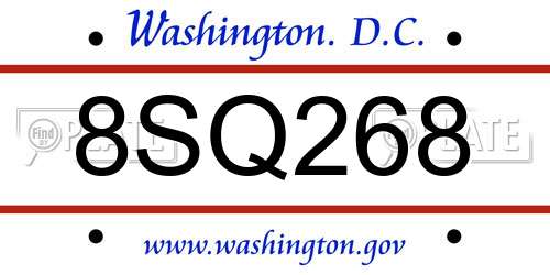 8SQ268 District Of Columbia License Plate