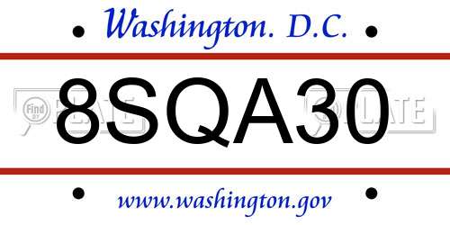 8SQA30 District Of Columbia License Plate