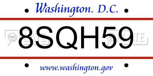 8SQH59 District Of Columbia License Plate