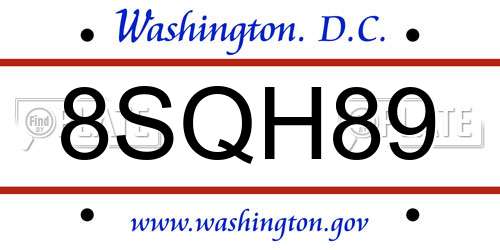 8SQH89 District Of Columbia License Plate