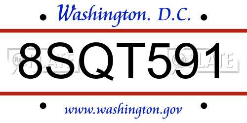 8SQT591 District Of Columbia License Plate