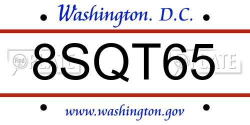 8SQT65 District Of Columbia License Plate