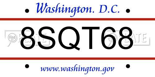8SQT68 District Of Columbia License Plate