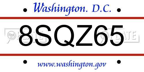 8SQZ65 District Of Columbia License Plate