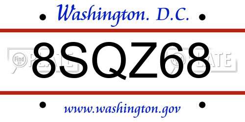 8SQZ68 District Of Columbia License Plate