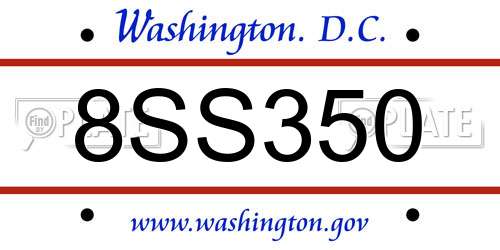 8SS350 District Of Columbia License Plate
