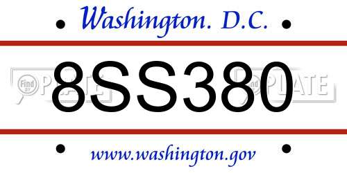 8SS380 District Of Columbia License Plate