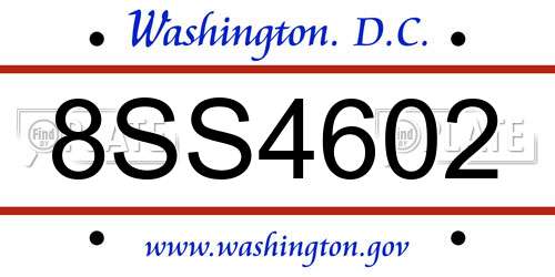 8SS4602 District Of Columbia License Plate