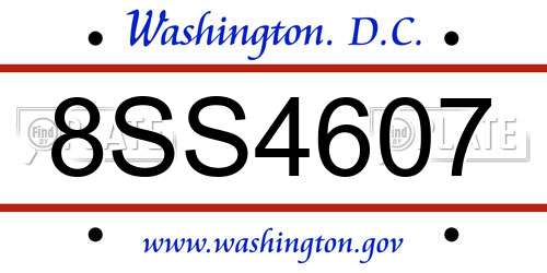 8SS4607 District Of Columbia License Plate