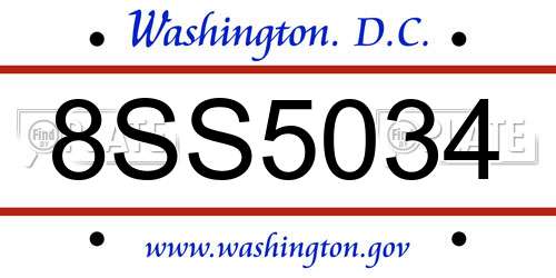 8SS5034 District Of Columbia License Plate