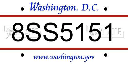 8SS5151 District Of Columbia License Plate