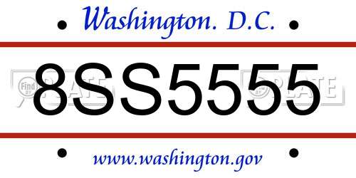 8SS5555 District Of Columbia License Plate