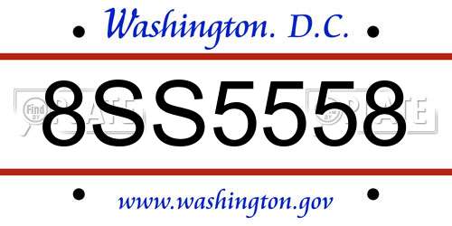 8SS5558 District Of Columbia License Plate