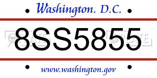 8SS5855 District Of Columbia License Plate