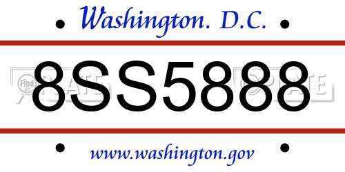 8SS5888 District Of Columbia License Plate
