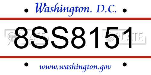 8SS8151 District Of Columbia License Plate