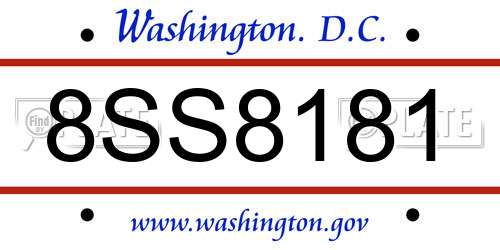 8SS8181 District Of Columbia License Plate