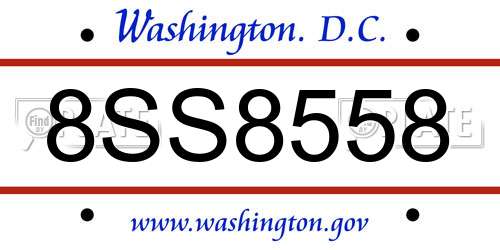 8SS8558 District Of Columbia License Plate