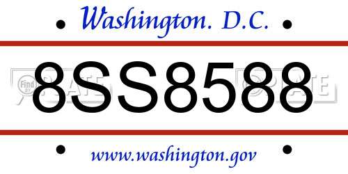 8SS8588 District Of Columbia License Plate