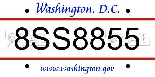 8SS8855 District Of Columbia License Plate
