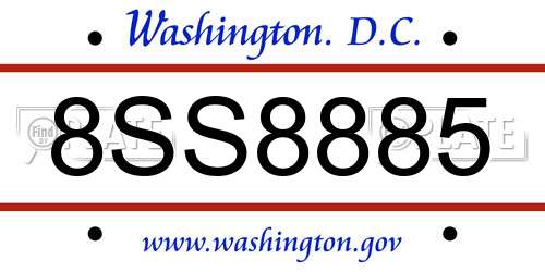 8SS8885 District Of Columbia License Plate