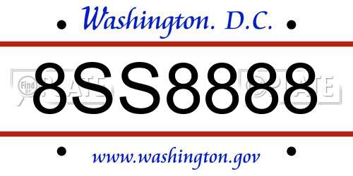 8SS8888 District Of Columbia License Plate
