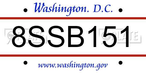 8SSB151 District Of Columbia License Plate