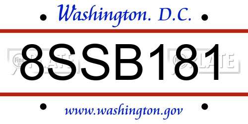 8SSB181 District Of Columbia License Plate