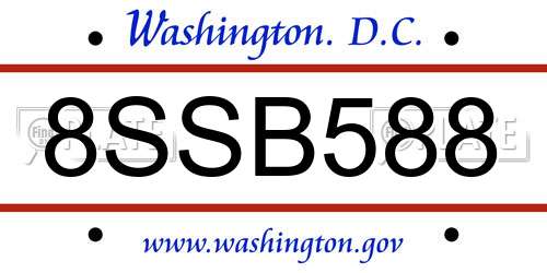 8SSB588 District Of Columbia License Plate