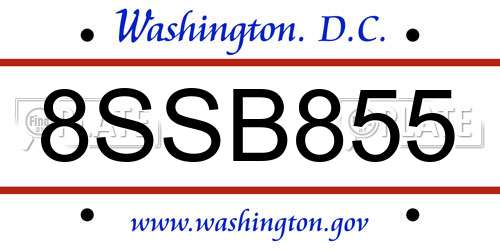8SSB855 District Of Columbia License Plate