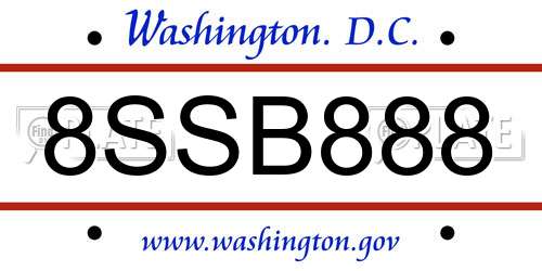 8SSB888 District Of Columbia License Plate