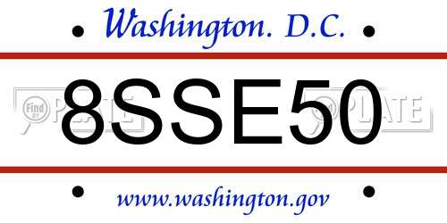 8SSE50 District Of Columbia License Plate