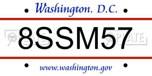 8SSM57 District Of Columbia License Plate