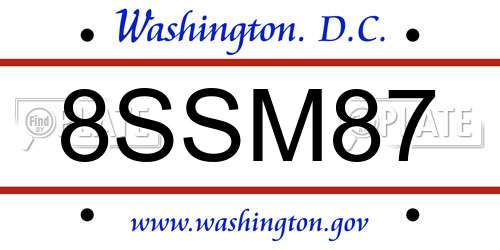 8SSM87 District Of Columbia License Plate
