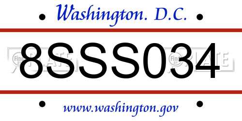 8SSS034 District Of Columbia License Plate