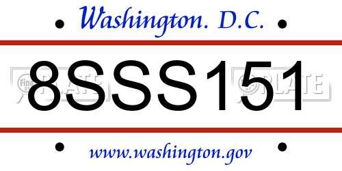 8SSS151 District Of Columbia License Plate