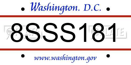 8SSS181 District Of Columbia License Plate