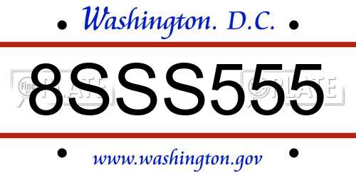 8SSS555 District Of Columbia License Plate