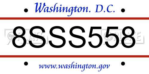 8SSS558 District Of Columbia License Plate
